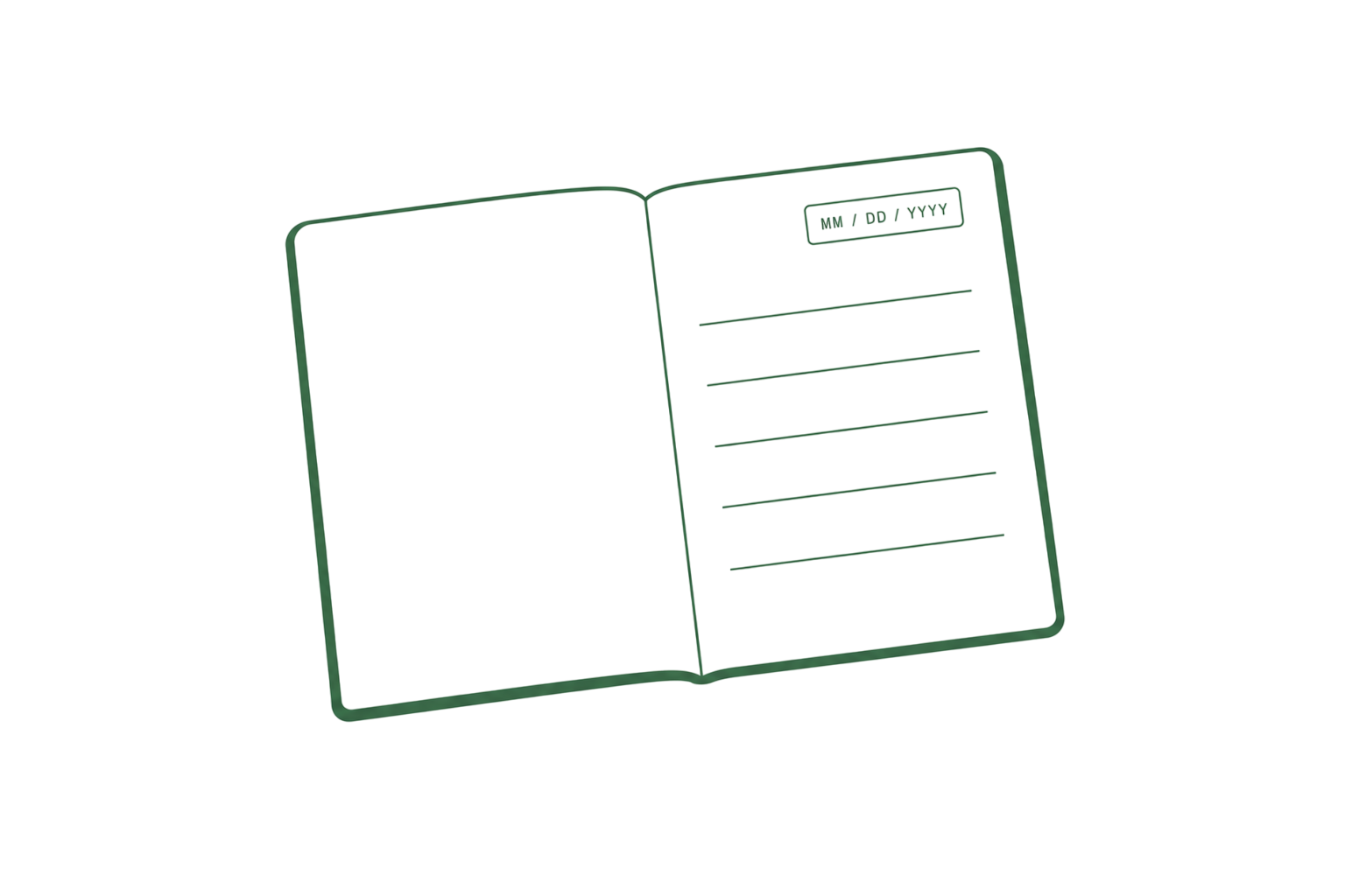 Open journal notebook with structured daily log entries